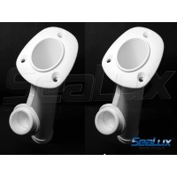 SeaLux 9-1/2" U.V. Stabilized Nylon 30 Degree Flush Mount WHITE Console Rod Holders  with CAP (2 pcs) for Kayak, Boat