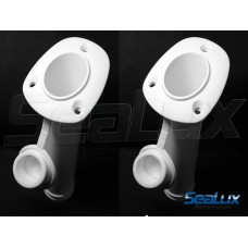 SeaLux 9-1/2" U.V. Stabilized Nylon 30 Degree Flush Mount WHITE Console Rod Holders  with CAP (2 pcs) for Kayak, Boat