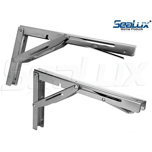 2X Stainless Steel 12" Folding Table Shelf Bracket Bench Support Self-Launching 