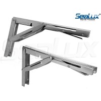 SeaLux Heavy Duty Wall Mount Folding Brackets 90 degree Shelf, Bench, Table Support Stainless Steel 12" Long Arm with easy reach long release Handle / Max. Bearing 550 lb (Sold as 2 pcs)