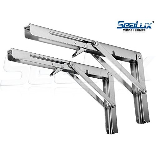 1*Marine Grade Polished Stainless Steel Folding Shelf Bench Table Bracket Fixed 