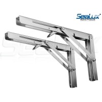 SeaLux Folding Brackets 12" Long Stainless Steel Shelf, Bench, Table Support 90 degree with Short release / Max. Bearing 330 lb (Sold as 2 pcs)