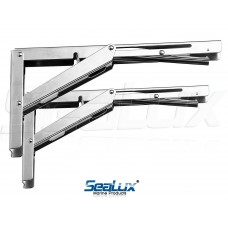 SeaLux New Style Wall Mount Folding Brackets 90 degree Shelf, Bench, Table Support Stainless Steel 12" Long Arm with easy reach long release Handle / Max. Bearing 330 lb (Sold as 2 pcs)