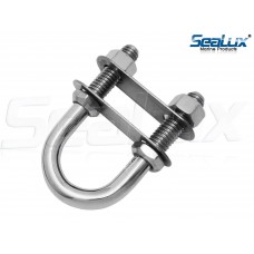 SeaLux Marine Boat Bow Eye Stern Eye U Bolt Tie Down 3/8 Stock, 3" Overall Length, 1-1/2 thread Length with Hex Nuts and washers-SL878805846