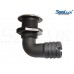 SeaLux Marine Thru-Hull/Scupper Drain for Hose dia. 1-1/2 ", Flange dia. 2-3/8 " with 316 SS Trim Cover Black Poly 90 Degrees L Shape for Bilge Pump