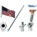 SeaLux Marine Heavy Duty 24 inch (3/4 dia. Stock) Flag staff Pole for 12 to 16" flag with Spring Release Lock Push Button