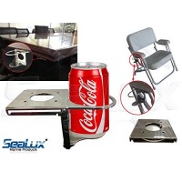 SeaLux Stainless Steel Under Mount Sliding Pop Out Drink Cup Holder for Deck Chair, Table, Boat, RV