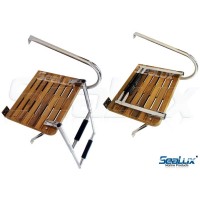 SeaLux Marine OUTBOARD TEAK Swim Platform with Over TOP Mount 2-Step Ladder