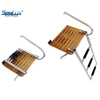 SeaLux Marine OUTBOARD TEAK Swim Platform with Over TOP Mount 3-Step Ladder