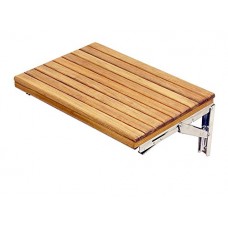 SeaLux Wall Mount 18" x 13" Folding Shower Solid Teak Board Bench for Boat, Shower Room, Steam and Sauna Room (No Open Slot)