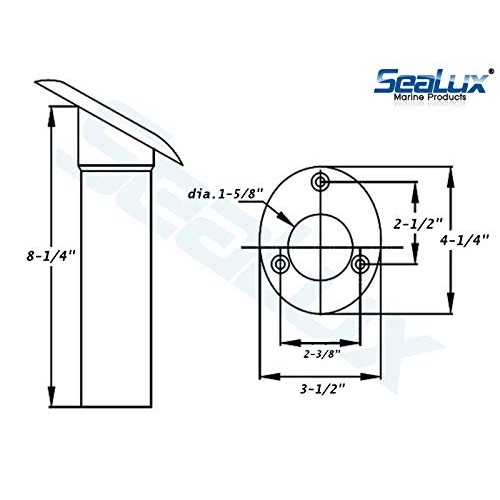 SeaLux Marine Cast 316 Stainless Steel 15 Degree Flush Mount Rod