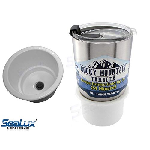 SeaLux Marine Boat White Jumbo Cup Drink Holder fit YETI 30 oz