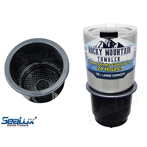 SeaLux Marine Boat Carbon Fiber Print Jumbo Cup Drink Holder fit YETI 30  oz. Rambler Tumblers