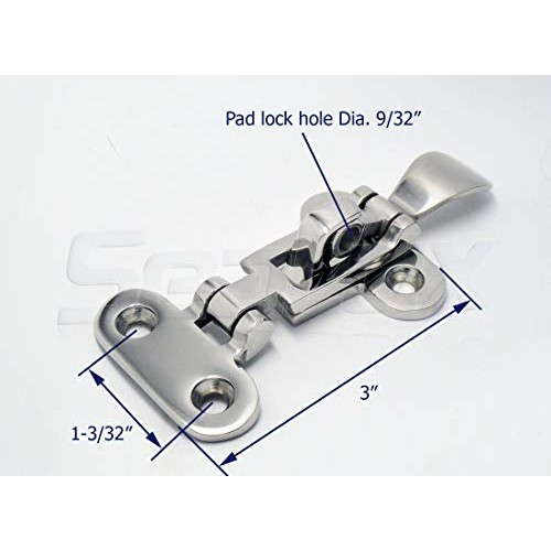 figatia Marine Grade 316 Stainless Steel Anti-Rattle Lockable Hold Down Clamp Hasp Latch 