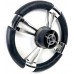 SeaLux Marine Premier Genuine Leather Stainless Steel 14" Diameter 4-Spoke Sport Boat Yacht Steering Wheel (BLK)