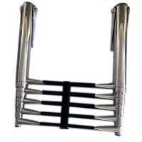 SeaLux Marine Stainless Steel Top Mount Wide Body 14" Center-to-Center, 5-Step Boat Ladder WIDE BODY OVER PLATFORM TELESCOPING Swim Ladder