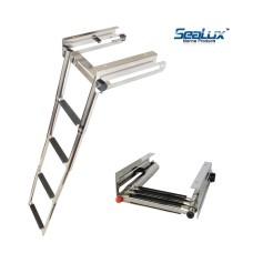 SeaLux Stainless Steel Pop-N-Lock Boarding 4-Step Undermount Sliding Marine Boat Telescoping Swim Ladder