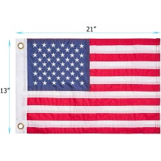 SeaLux Marine 13" x 21" Embroidered Stars, Sewn Stripes and Brass Grommets United States / American Flag for Boat and Outdoor use