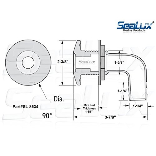 SeaLux Marine Thru-Hull/Scupper Drain for Hose dia. 1-1/4 