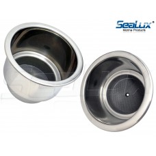 SeaLux 316 Stainless Steel Deluxe Mirror Polish Recessed Cup Drink Holders with Welded Barb ( 2 pcs )