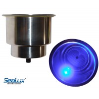 SeaLux Marine Stainless steel BLUE Illuminated LED Drink Holder