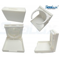 Plastic White Fold Down Adjustable Drink Holder